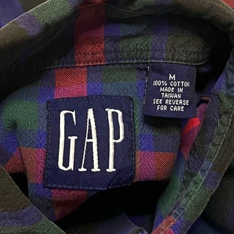 【USED】90's OLD GAP CHECK B.D SHIRT BLUE×GREEN×RED