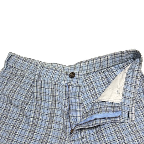【USED】80's OLD STUSSY CHECK SHORTS SKY BLUE