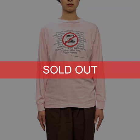 【USED】80's "No" Limits for Women Baby Pink Long Sleeve T-shirt