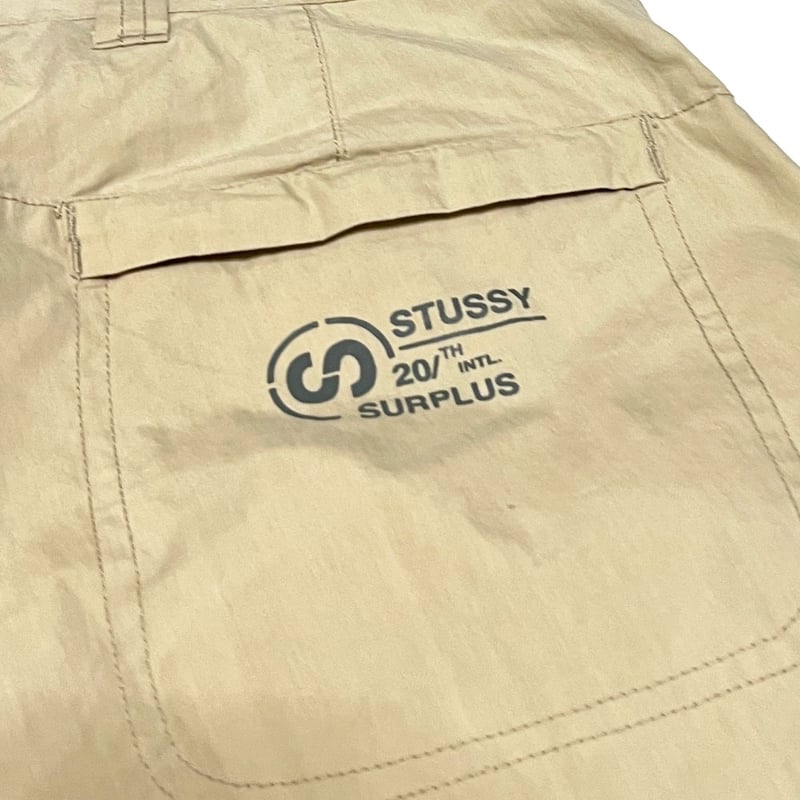 00s STUSSY×SURPLUS オリーブ リップストップ ナイロンショーツ USED】00's STUSSY × SURPLUS COTTON NYLON SHORTS