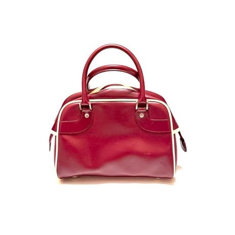 【USED】00's Pringle of Scotland Burgundy PVC Leather Mini Boston Bag
