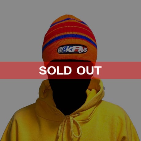 【USED】90'S BLACK FLYS KNIT BEANIE ORANGE