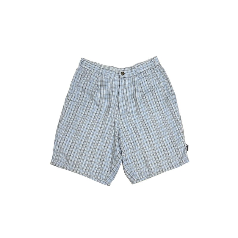 USED】80's OLD STUSSY CHECK SHORTS SKY BLUE | K