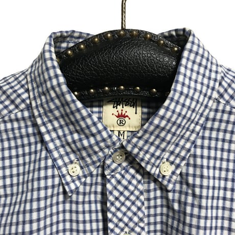 【USED】90'S  STUSSY CHECK B.D SHIRT