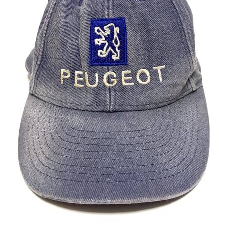【USED】90's PEUGEOT Embroidered Logo Cap Faded French Blue