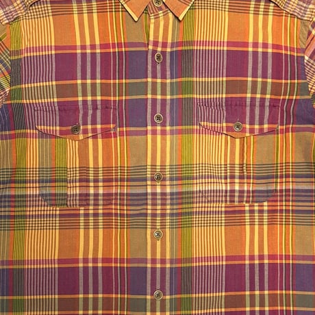 【USED】90's Polo by Ralph Lauren Madras Plaid Military Utility Shirt
