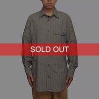 【USED】00's ARMANI JEANS Stripe Shirt with AJ Seal-Stamp Flap Pocket
