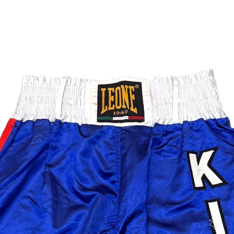 【USED】00's LEONE Italy "KICK BOXING" SATIN WIDE FIGHT PANTS