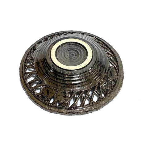 【USED】UNKNOWN VINTAGE GLASS GLAZE LOTUS LARGE PLATE