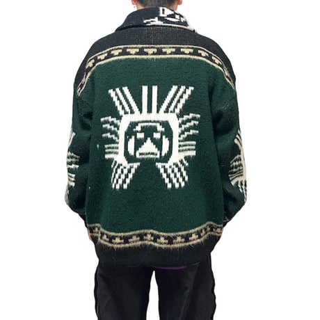 【USED】90'S ECUADOR WOOD BUTTON KNIT CARDIGAN