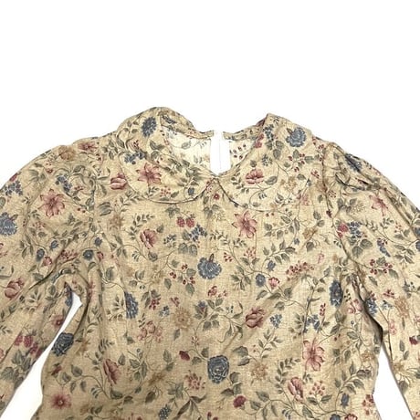 【USED】80'S-90'S BOTANICAL PATTERN DRESS BEIGE