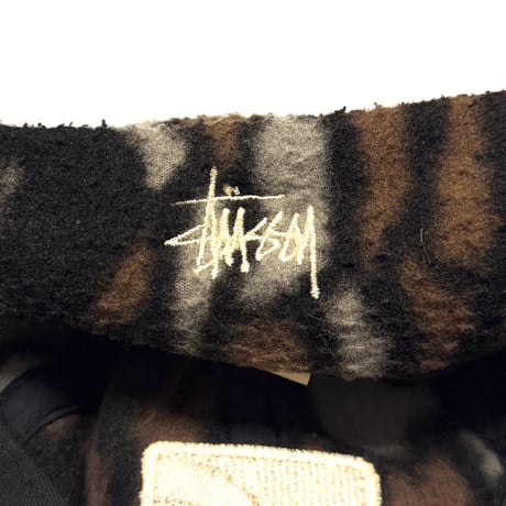 【USED】90's OLD STUSSY Camo Pattern Fleece Ear Flap Cap Made in USA