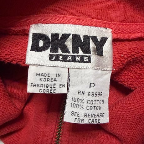 【USED】90's DKNY JEANS Red Zip-Up Sweat Jacket Cropped Fit