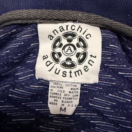 【USED】90's Anarchic Adjustment JACQUARD WEAVE HALF ZIP POLO SHIRT