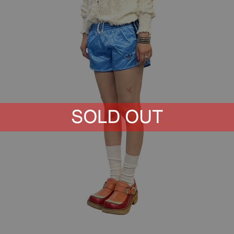 【USED】80's adidas RUNNING POLY SHORTS SKY BLUE MADE IN WEST-GERMANY