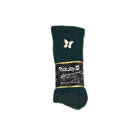 【DEAD STOCK】80's FootJoy Butterfly Logo Crew Socks Made in USA