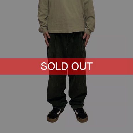 【USED】90's OLD GAP Wide-Wale Corduroy Pants Green with Double Hem