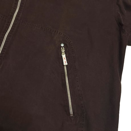 【USED】90's ARMANI JEANS Oversized Cotton Hooded Jacket Dark Brown