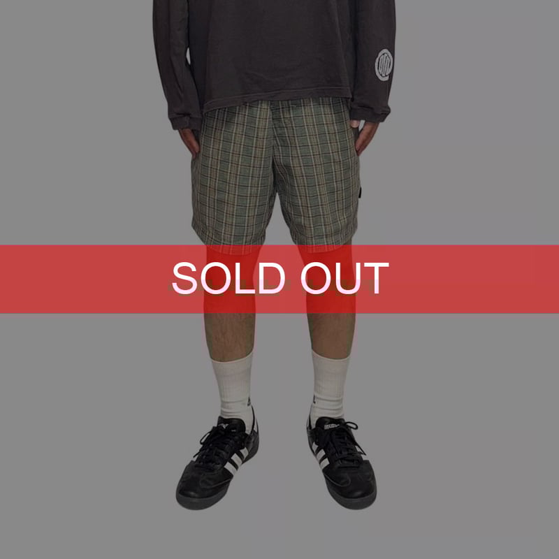80s 初期　黒タグ　old stussy ショーツ　チェックショーツ USED】80's OLD STUSSY CHECK SHORTS GREEN | KONBINI