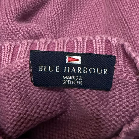 【USED】00's BLUE HARBOUR MARKS & SPENCER COTTON POLY KNIT SWEATER
