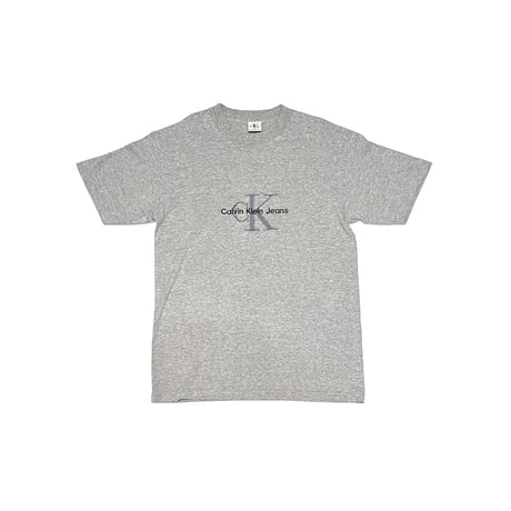 【DEAD STOCK】90's CK Calvin Klein Jeans EMBROIDERY LOGO T-SHIRT GRAY