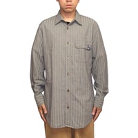 【USED】00's ARMANI JEANS Stripe Shirt with AJ Seal-Stamp Flap Pocket