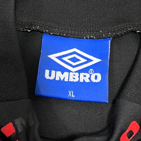 【USED】90'S OLD UMBRO MOCK NECK FOOTBALL T-SHIRT BLACK × RED