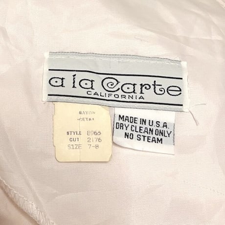 【USED】70'S a la Carte BABY PINK LACE FLUTTER SLEEVE DRESS