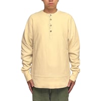 【USED】90's A BATHING APE Reverse Weave Henley Neck Sweatshirt Ivory