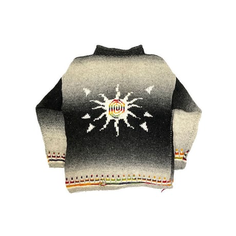 【USED】80'S-90'S  ECUADOR MADE HAND KNIT WOOL SWEATER