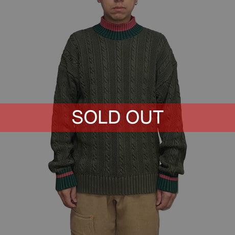 【USED】90's Eddie Bauer COTTON KNIT HI-NECK SWEATER MADE IN UNITED KINGDOM