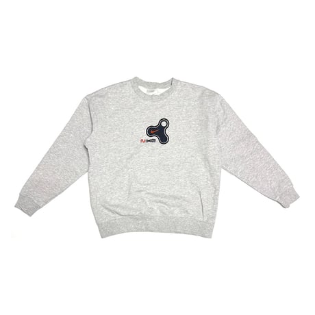 【USED】00's NIKE Hand-Spinner Flocked Logo Crewneck Sweatshirt Gray
