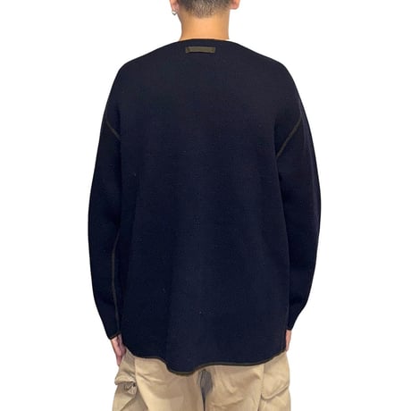 【USED】90's L.L.Bean Wool Cardigan Navy × Olive Trim Design