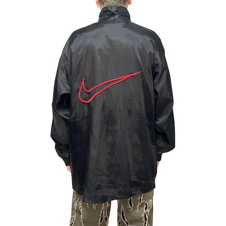 【USED】90'S NIKE CENTER LOGO HALF-ZIP NYLON JACKET BLACK