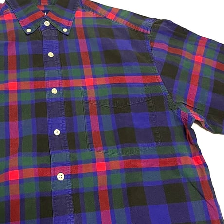 【USED】90's OLD GAP CHECK B.D SHIRT BLUE×GREEN×RED