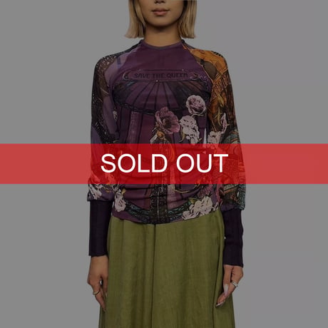【USED】00's SAVE THE QUEEN! Baroque Mesh Art Power Net Top