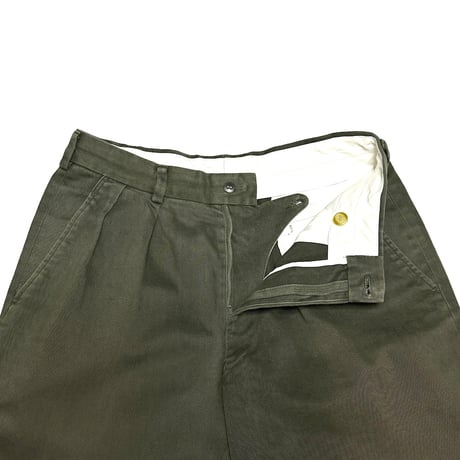 【USED】90's J.CREW Two-Tuck Cotton Twill Work Trousers Olive