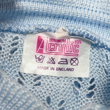 【DEAD STOCK】70's-80's ACRYLIC KNIT S/S TOP SKY BLUE