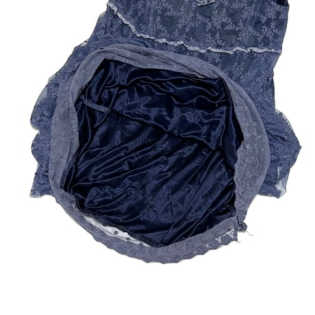 【USED】00's Holly BRACKEN SHEER LACE DRESS SLATE BLUE