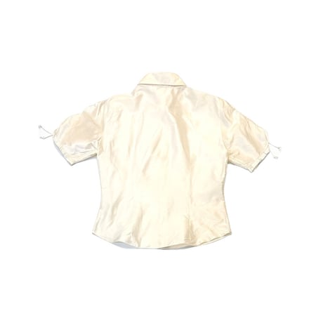 【USED】90's lemiecamicie Ruched Sleeve Silk Satin Blouse (Made in Italy)