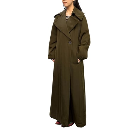 【USED】tricot COMME des GARÇONS 1996 Olive Wool Maxi Long Coat