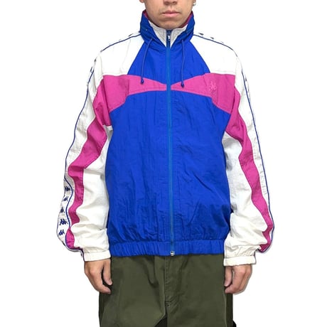 【USED】80's KAPPA NYLON TRACK JACKET WHITE×BLUE×PINK