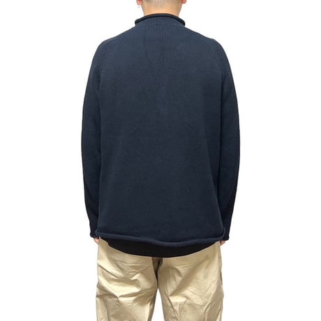 【USED】00'S J.CREW COTTON KNIT ROLL NECK SWEATER NAVY