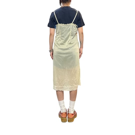 【USED】60's Perlon LINGERIE SLIP DRESS LEMON YELLOW