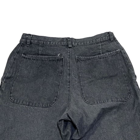 【USED】90'S W.&L.T. JEANS HEM POCKET BLACK DENIM PANTS