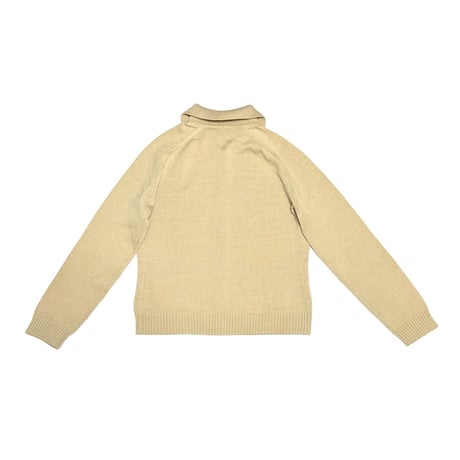 【USED】2010's Max Mara Weekend Line Collared Knit Cardigan Beige