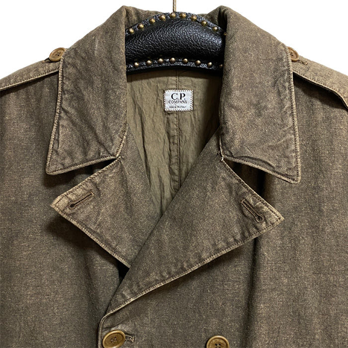 USED】00'S C.P.COMPANY COTTON HEMP TRENCH COAT