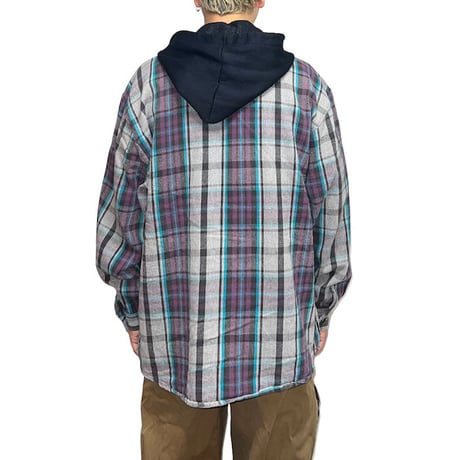 【USED】90'S STREET CULTURE CHECK SHIRT with HOOD