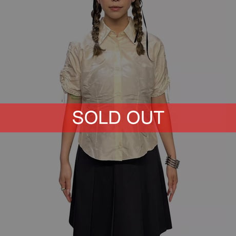 【USED】90's lemiecamicie Ruched Sleeve Silk Satin Blouse (Made in Italy)