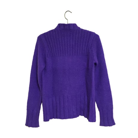 【USED】90'S W&LT SILVER PATCH ZIP KNIT PURPLE